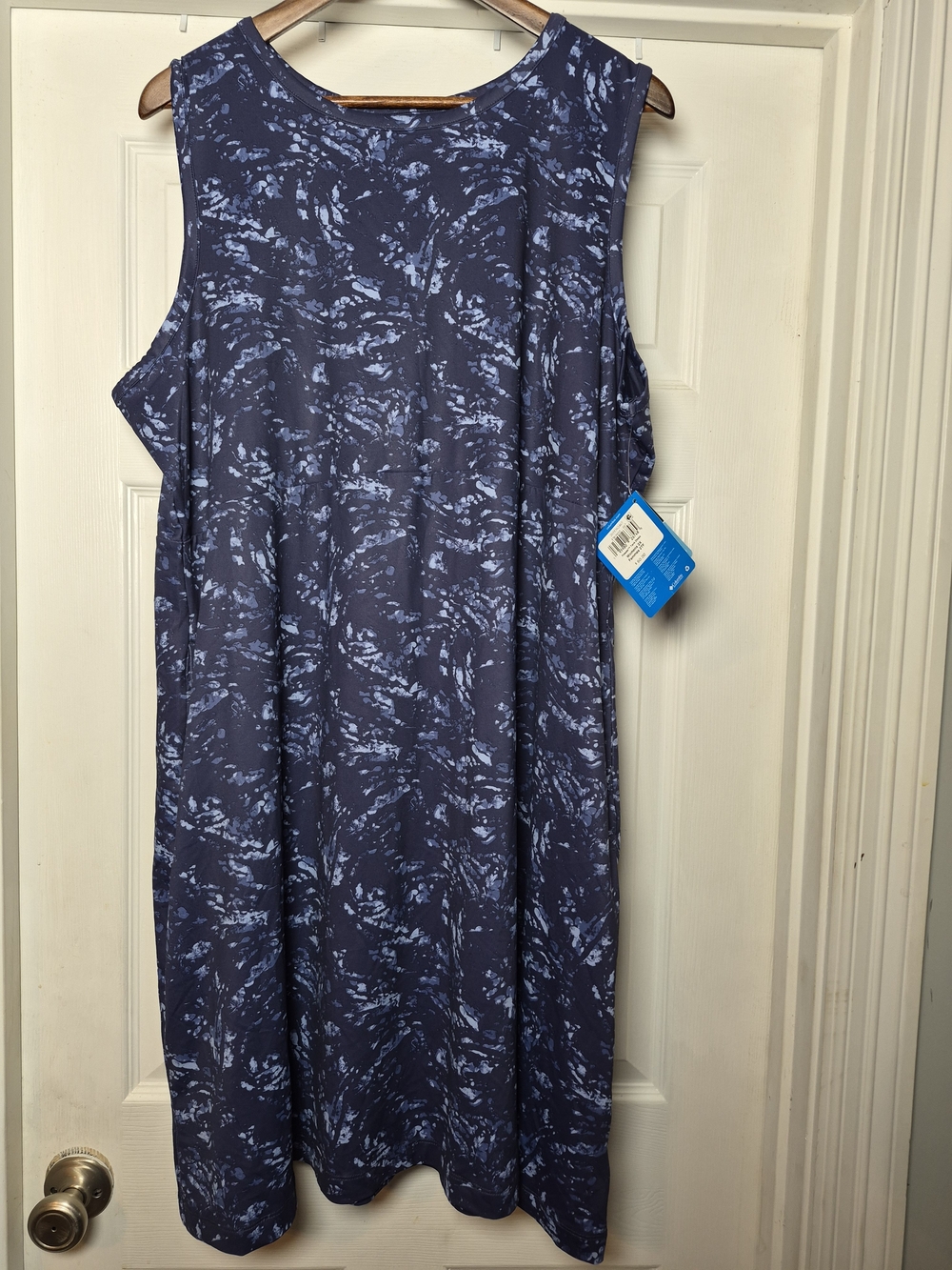 Columbia Sleeveless Navy Marble-Print Shift Dress Size 2x NWT